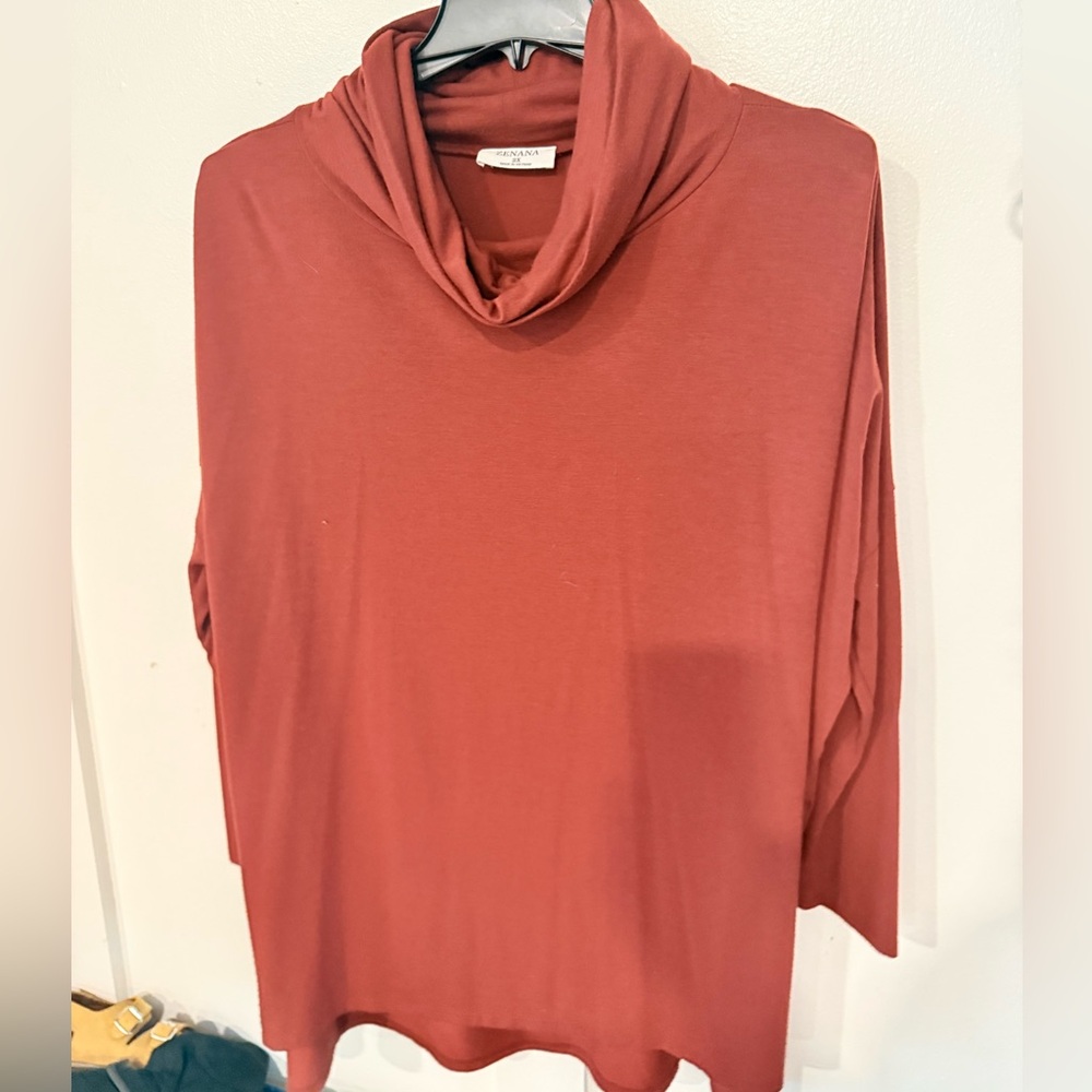 Zenana Outfitters Deep Red Cowl Neck Top